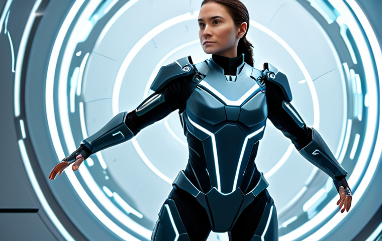 A professional, stylized hero character with a gender-neutral appearance, fully clothed in a sleek, futuristic, modest combat suit. The character stands in a natural, powerful pose with subtle digital energy effects emanating around them, symbolizing a power upgrade and transcendence. The background is a minimalist, high-tech interface with glowing abstract lines, suggesting data processing or a game's upgrade screen. Professional photography, high resolution, soft studio lighting, safe for work, appropriate content, perfect anatomy, correct proportions, natural pose, well-formed hands, proper finger count, natural body proportions, professional, family-friendly.